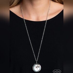 Paparazzi Silver Dragonfly Long Necklace
